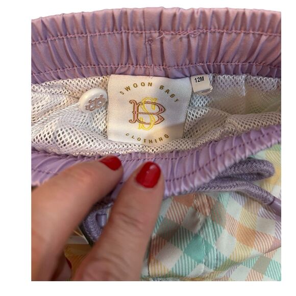 Swoon Baby Boys Plaid Swim Trunks Sz 12M NWT Lined G20 - Picture 4 of 7